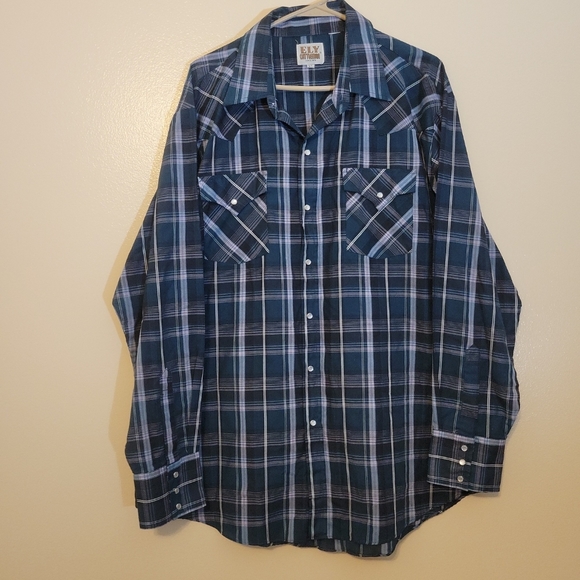 Chemise western homme Ely Cattleman Pearl Snap taille L grand